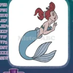 Smiling Red Haired Mermaid Swimming Underwater Fantasy Embroidery Designs - Instant Download