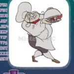 Happy Cartoon Chef Serving Gourmet Food Embroidery Designs - Instant Download