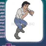 Disney's Prince Eric playing flute classic character embroidery designs - Instant Download