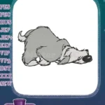 Adorable fluffy grey shaggy dog resting pet embroidery designs - Instant Download