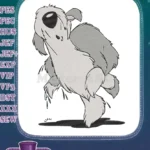 Playful Fluffy Old English Sheepdog Cartoon Puppy Embroidery Designs - Instant Download