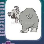 Goofy Grey Shaggy Dog with Tongue Out Embroidery Designs - Instant Download