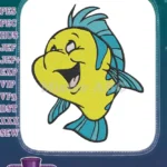 Adorable Flounder Inspired Yellow and Blue Fish Embroidery Designs - Instant Download