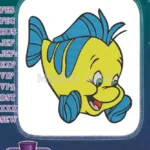 Flounder the cute yellow blue fish embroidery designs - Instant Download