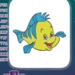 Happy Flounder fish from The Little Mermaid embroidery designs - Instant Download