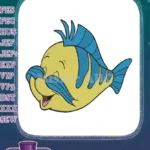 Happy Flounder Yellow and Blue Fish Character Embroidery Designs - Instant Download