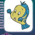 Surprised Flounder Disney Little Mermaid cartoon fish embroidery designs - Instant Download