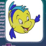 Friendly Yellow Fish Flounder Disney Character Embroidery Designs - Instant Download