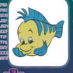 Smiling Flounder fish character under the sea embroidery designs - Instant Download