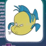 Angry Flounder Spitting Yellow and Blue Character Embroidery Designs - Instant Download