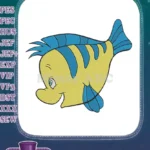 Cute Smiling Flounder Character Fish Embroidery Designs for Kids - Instant Download
