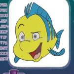 Happy Flounder fish Disney The Little Mermaid embroidery designs - Instant Download