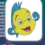 Cute yellow Flounder fish Disney Little Mermaid embroidery designs - Instant Download
