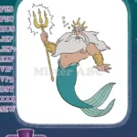 King Triton Merman with Trident Crown Ocean Embroidery Designs - Instant Download