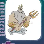 Majestic King Triton Sea God with Trident embroidery designs - Instant Download