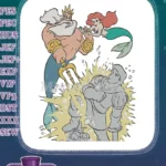 Disney Little Mermaid King Triton Destroying Prince Eric Statue Embroidery Designs - Instant Download