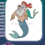 Ariel and King Triton Father Daughter Underwater Fantasy Embroidery Designs - Instant Download