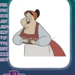 Smiling animated character woman with headscarf and apron embroidery designs - Instant Download