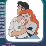 Ariel and Eric Romantic Embrace Disney Embroidery Designs - Instant Download