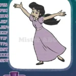 Cheerful Princess Melody Purple Dress Arms Open Embroidery Designs - Instant Download