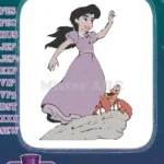 Joyful Melody and Sebastian on rock Disney character embroidery designs - Instant Download