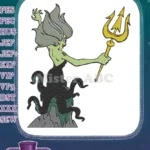 Evil Sea Witch Ursula with Golden Trident Embroidery Designs - Instant Download