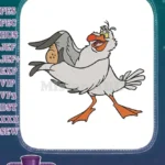 Cheerful Animated Seagull Holding Coconut Beach Theme Embroidery Designs - Instant Download