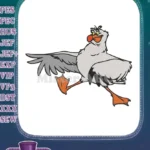 Happy cartoon seagull running flying marine bird embroidery designs - Instant Download