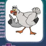 Happy Scuttle Seagull Character Pointing Fun Embroidery Designs - Instant Download