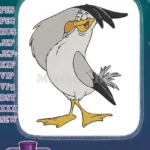 Happy Scuttle seagull character from Disney's Little Mermaid embroidery designs - Instant Download