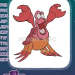 Excited Sebastian Red Crab Disney Little Mermaid Embroidery Designs - Instant Download