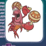 Happy Sebastian crab playing maracas with patterned hat embroidery designs - Instant Download