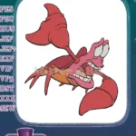 The Little Mermaid Sebastian Happy Red Crab Embroidery Designs - Instant Download