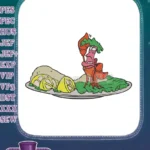 Humorous Little Mermaid Sebastian crab served with lemon embroidery designs - Instant Download