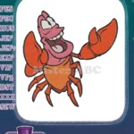 Cheerful Red Crab Cartoon Marine Life Embroidery Designs for Projects - Instant Download