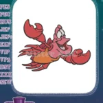 Happy Red Cartoon Crab Sebastian Ocean Animal Embroidery Designs - Instant Download
