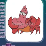 The Little Mermaid Sebastian pink crab character embroidery designs - Instant Download