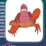 Sebastian the crab Little Mermaid sad embroidery designs for fans - Instant Download