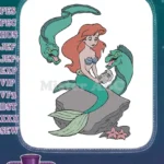 Ariel mermaid princess with Flotsam and Jetsam eels embroidery designs - Instant Download