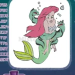 The Little Mermaid Ariel princess distressed by eels embroidery designs - Instant Download