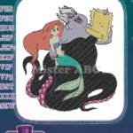 Disney's Ariel and Ursula iconic contract scene embroidery designs - Instant Download