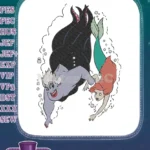 Sea Witch Ursula and Mermaid Ariel underwater fantasy embroidery designs - Instant Download