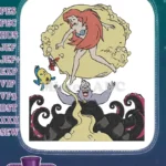 Little Mermaid Ariel Ursula Flounder Sebastian magical scene embroidery designs - Instant Download