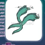 Mischievous Intertwined Green Moray Eels Underwater Sea Embroidery Designs - Instant Download
