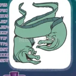 Green Moray Eels Sinister Cartoon Embroidery Designs - Instant Download