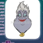 Iconic Disney villain Ursula sea witch character embroidery designs - Instant Download