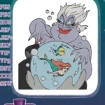 Ursula Ariel Flounder Trapped Crystal Ball Sea Witch Embroidery Designs - Instant Download