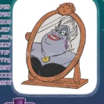 Ursula the Sea Witch in Mirror Reflection Embroidery Designs - Instant Download