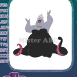 Ursula Sea Witch Villain Tentacle Embroidery Designs with Shell Necklace - Instant Download