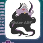 Ursula the Sea Witch Octopus Embroidery Designs with Purple Skin and Tentacles - Instant Download